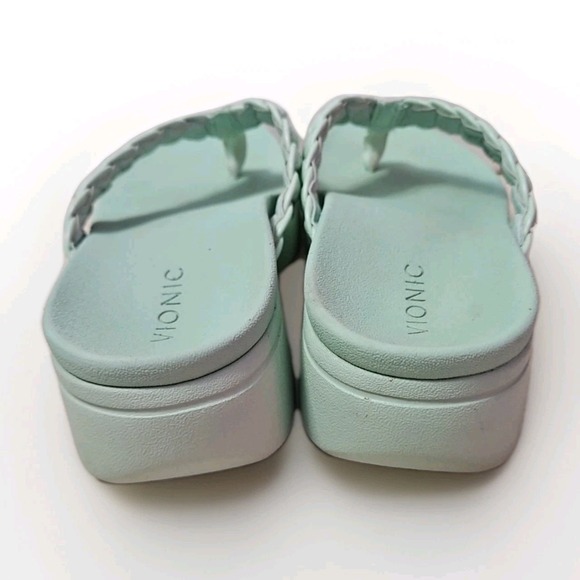 Vionic Kenji Platform Thong Sandals‎ Womens 6.5 Braided Leather Mint Green #274 - Picture 5 of 8